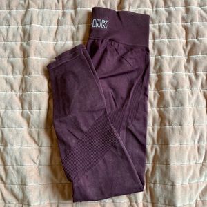 Pink seamless maroon workout tights